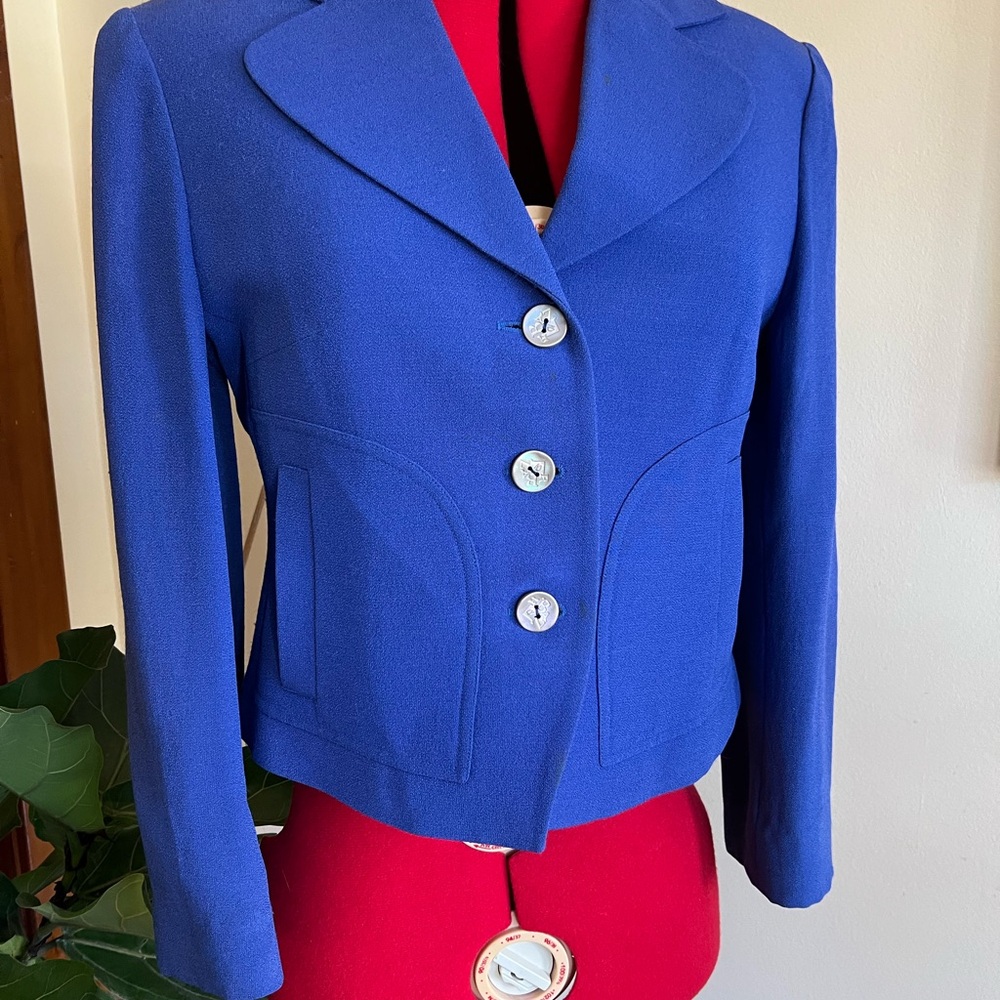 Classy vintage Christian Lacroix Jewel Blue designer fitted jacket